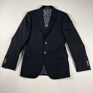 Joseph Abboud 100% Wool Single Breasted Slim Fit Black Sport Coat Size 36R